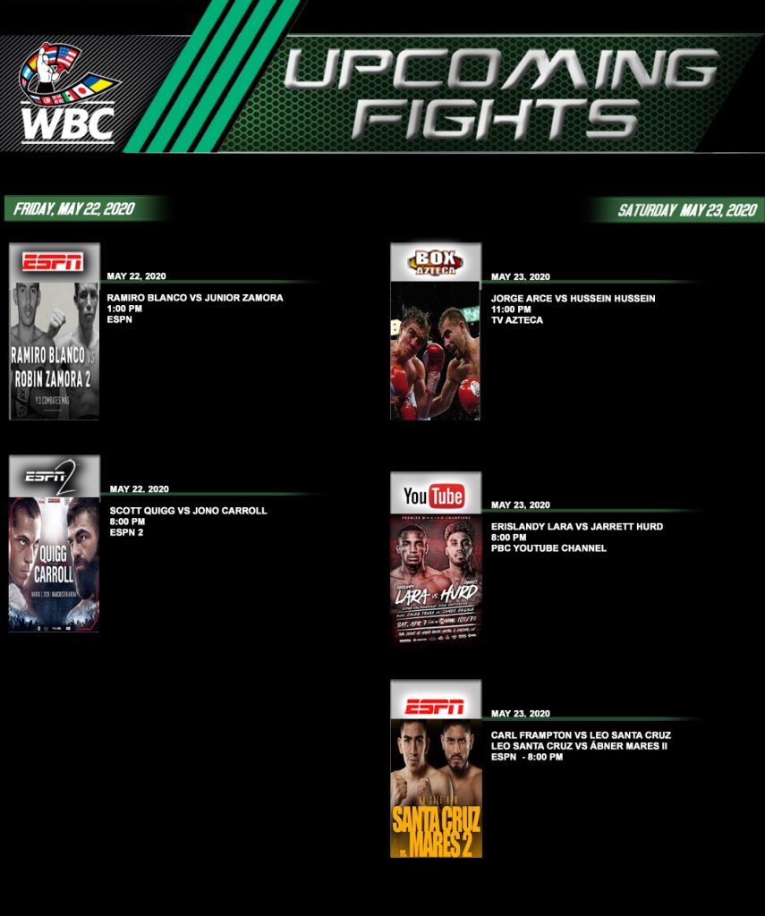 WBC Schedule of the week – Cartelera Semanal WBC | Suljos Blog